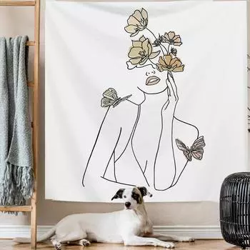 Гобелен с солнцем и луной в скандинавском стиле, гобелен с цветами для девочек, спальни, гостиной, загадочный богемный декоративный гобелен 100x75cm