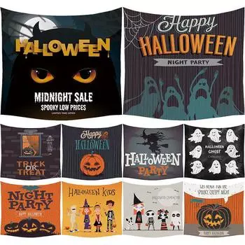 Гобелен с тыквой и летучей мышью, призраком, Хэллоуин, ужас, настенный гобелен, гобелен «Кошелек или жизнь», гобелен на Хэллоуин для гостиной, домашний декор 100x75cm