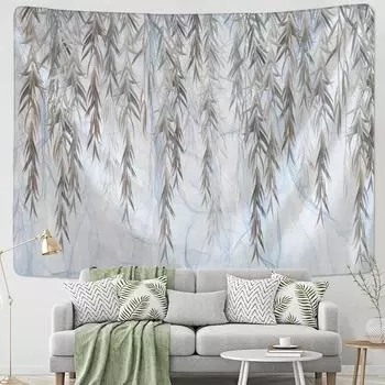 Гобелен с ветками ивы, настенный гобелен с зелеными растениями, богемный гобелен в стиле хиппи, ткань Мандала, домашний декор комнаты 95x70cm