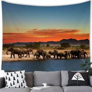 Гобелен со слоном, настенный гобелен с дикими животными, креативный декоративный гобелен со слоном, настенный гобелен со слоном, украшение для дома, общежития 100X75CM