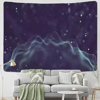 Гобелен со звездным небом и волнами, настенный гобелен с синими линиями, колдовство, удача, минималистичный современный стиль, декор для общежития в стиле хиппи 95x70CM
