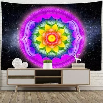 Гобелен со звездным небом, настенный, синяя линия, колдовство, удача, минималистский современный стиль, хиппи, интерьер, домашний декор 95x70cm