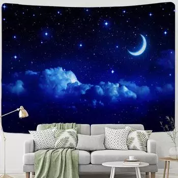 Гобелен со звездным ночным видом, настенный гобелен с изображением Вселенной Фэнтези, мультфильм Kawaii, хиппи, общежитие, домашний декор 95x70cm