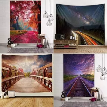 Гобелен в стиле ар-деко, одеяло, занавеска, подвесная, для дома, спальни, гостиной, украшения, железнодорожные пути и дорожная стена 100x75cm