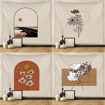 Гобелен в стиле ретро с простым узором для украшения стен дома, гобелен для спальни, гостиной, гобелен 100x75cm