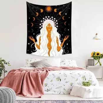 Гобелен Звезда Луна Богиня серии Простое украшение дома Ткань для комнаты Гостиная Фон Ткань Украшение комнаты Подвесной тканевый гобелен 95*73cm