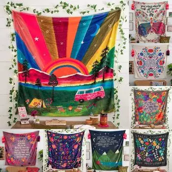 Гобеленовое одеяло с цифровым принтом, фланелевое одеяло, супер мягкое одеяло с ободряющими словами, винтажный акварельный вид A