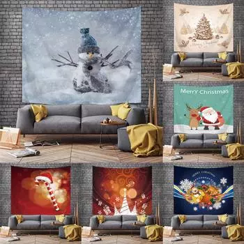 Гобелены рождественской серии, снежинки, лоси, рождественские елки, декоративные гобелены Санта-Клауса 100x75cm