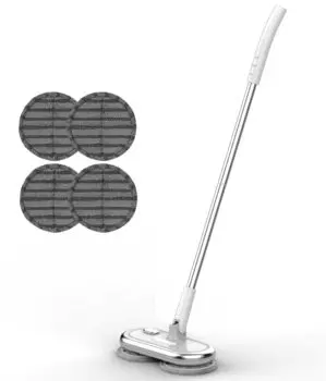 GOBOT беспроводная электрическая швабра вращающаяся для мытья пола, двухсторонняя вращающаяся уборка, беспроводная, простая в уборке потолка, уборка татами, набор из 4 насадок для швабры серебряный