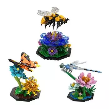 Gobricks MOC Honeybee Butterfly Dragonfly Bricks Симпатичная модель Bee Garden DIY Building Blocks Set Обучающие игрушки для детей Подарок
