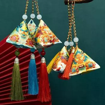Год Дракона Zongzi Подвеска-саше Фестиваль лодок-драконов Iye Полынь Саше Саше от комаров Треугольник Zongzi Подарочная коробка Подвесная сумка для благословения Pure wormwood