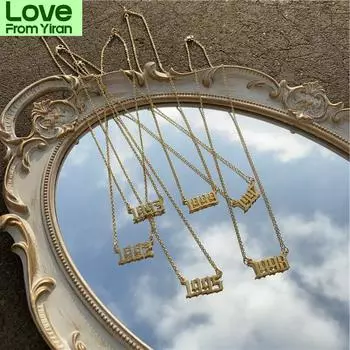 Год Номер Дата рождения Ожерелье Для Женщин Золотой Цвет Цепь Нержавеющая Сталь Ожерелье Чокер 1993 1996 2000 Колье Ювелирные Изделия