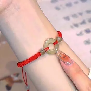Год Рождения Пряжка Мира Маленькая Красная Веревочка Парный Браслет Браслет для Подруг Плетеный Ручной Ремешок Имитация Нефрита Минималистичный Для Парней Отправить Подруге Red