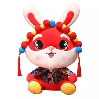 Год Тан Костюм Китайский Новый год Кролик Кролик Плюшевая кукла Мягкие игрушки Кролик Плюшевая игрушка Талисман Кукла 25cm