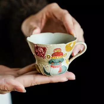 Год Змеи Кремнево-красный чисто расписанный вручную чайный набор с изображением идущей змеи «Удача»