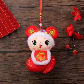 Год Змеи плюшевая игрушка брелок 2025 мультяшный талисман мягкая кукла кулон автомобильный брелок рюкзак сумка Декор детский подарок