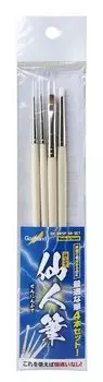GodHand Kamifude Sennin Brush Set of 4 Paint Brush Tool Plastic Model Tool White (Короткая кисть/Длинная кисть/Парусная кисть/Сухая кисть) GH-BRSP-SN-SET