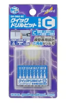 GodHand Quick Drill Bit Set of 8 Hexagonal Shaft Special Drill Пластиковая модель инструмента Синий (С) (1,1/1,2/1,3/1,4/1,6/1,7/1,8/1,9 мм) GH-DBQ-8C