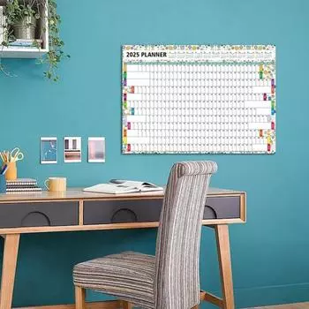 Годовой настенный календарь Yousheng 2025, годовой настенный календарь на целый год, одностраничный 12-месячный планировщик с наклейками для офиса, школьных принадлежностей
