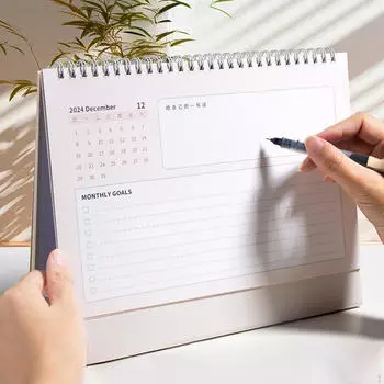 Годовой настольный календарь с перекидной крышкой в фиолетовой обложке, ежедневный ежемесячный планировщик для спальни