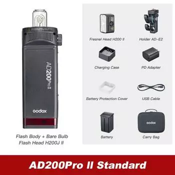 Godox AD200Pro AD200Pro II TTL 2.4G Беспроводная карманная вспышка для камеры, совместимая с X1T для Nikon Canon Sony Fuji Olympus