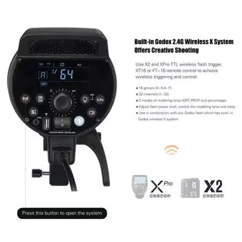 Godox DP800III-V Модернизированная студийная вспышка мощностью 800 Вт GN126 Встроенная стробоскопическая подсветка 5600+/-200K UK Plug