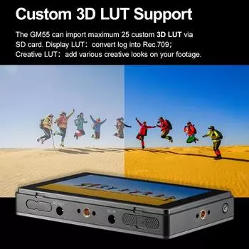 Godox GM55 5,5-дюймовый сенсорный экран IPS Накамерный монитор 4K HDMI-выход Широкий угол обзора 160 градусов 3D LUT чёрный