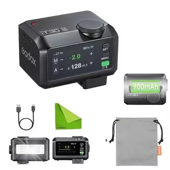 Godox IT30Pro C Вспышка для камеры с сенсорным управлением мощностью, быстрым восстановлением, легким дизайном, с зарядкой, компактная и 560 полных вспышек, управление светом, рассеиватель для Canon чёрный