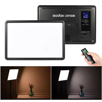 Godox LEDP260C Ультратонкая светодиодная панель для видеосъемки мощностью 30 Вт с регулируемой яркостью, 3200–5600 К, двухцветная температура US Plug