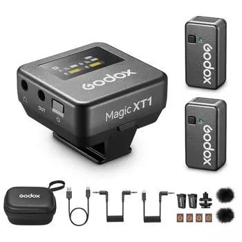 Godox Magic XT1 One-Trigger-Two 2.4G Беспроводная микрофонная система Магнитные клипсовые микрофоны чёрный