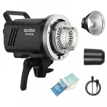 Godox MS300-V Strobe Studio Light 300W GN58 5800K Flash 0.1-1.3 Seconds Recycle Time Photography Light with Bowens Mount Standard Reflector Included