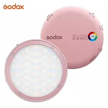 Godox R1 Round RGB Mini Creative Light Светодиодный заполняющий свет для видео 2500K-8500K CRI 98 для видео серебряный