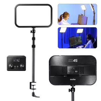 Светодиодная видеопанель Godox ES45 для киберспорта Max. 2500 люмен, 2800–6500K с регулируемой яркостью, стол с C-образным зажимом EU Plug