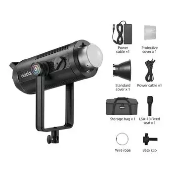 Godox SZ300R 330 Вт зумируемый RGB светодиодный видеосветильник двухцветная лампа для фотосъемки CRI более 96 2500K-10000K цвет EU Plug чёрный