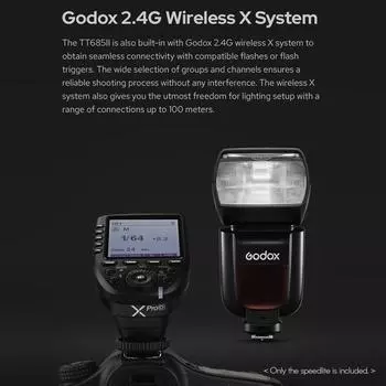 Godox Thinklite TT685IIO TTL Накамерная вспышка Speedlite 2.4G Wirelss X Системная вспышка GN60 Высокоскоростная чёрный