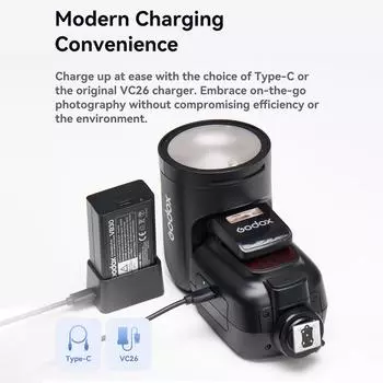 GODOX V1 PRO N 2.4G Беспроводная вспышка для камеры 1/8000 с HSS Время перезарядки 1,3 с с режимом вспышки M/TTL 10 JP plug чёрный