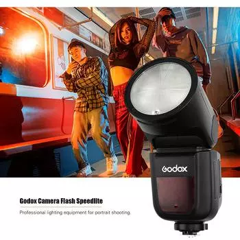 Godox V1F Профессиональная вспышка для камеры Speedlite Speedlight с круглой головкой Беспроводной аксессуар 2,4G JP Plug чёрный