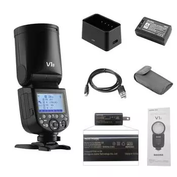 Godox V1S Профессиональная вспышка для камеры Speedlite Speedlight с круглой головкой, беспроводная 2,4G, зум Френеля JP Plug чёрный