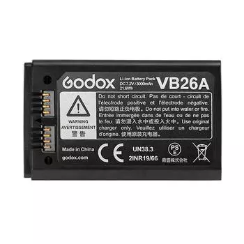Godox VB26 литий-ионный аккумулятор постоянного тока 7,2 В 2600 мАч 18,72 Втч сменный аккумулятор для Godox V1S V1C V1N V1F V1O чёрный