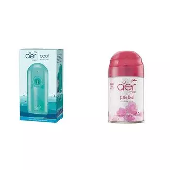 Godrej aer matic, автоматический освежитель воздуха с гибким управлением - Cool Surf Blue (225 мл) и Godrej aer matic - Petal Crush Pink (225 мл)