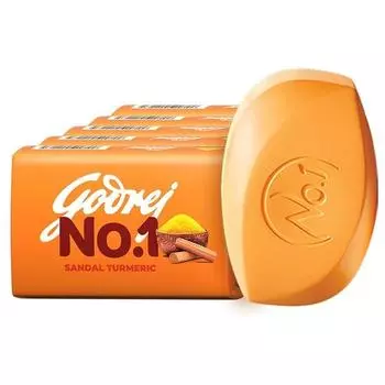 Godrej No.1 Bathing Soap Sandal & Turmeric Grade 1 Soap & Long-Sticked Fragrance, Combo Pack of 5 (по 100 г каждый)