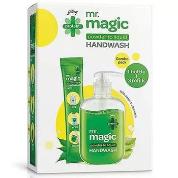Godrej Protekt magic Порошок-жидкость в бутылочке для мытья рук + 3 сменных блока 27 г
