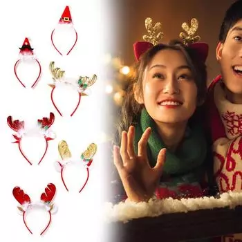 Годы Рождественский обруч для волос Рождественский колокольчик с рогом лося повязка на голову с блестками Веселое рождественское украшение Праздничные принадлежности для праздников Детские подарки
