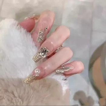 Годы Золотой Ручной Работы Нейл-арт Элегантный Тысяча Волшебная Зеркальная Пудра Броня Невеста L