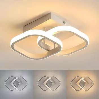 Goeco Светодиодные потолочные светильники, современный потолочный светильник 24 Вт 2600 лм, белый потолочный светильник для кухни, прихожей, спальни, переключатель управления 3000 К/4500 К/6500 К