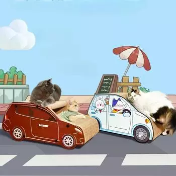 Гофрированная бумага, игрушки для кошек, игрушечная машинка для кошек, царапина, внедорожник, автомобильная гофрированная бумага, кошачий домик 60*28*26cm коричневый