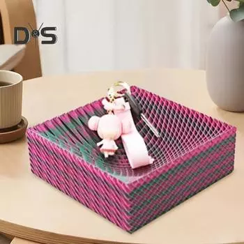 Гофрированный квадратный поднос, угловая иллюзия, ювелирные изделия, безделушки, ключи, контейнер, многофункциональный пластиковый контейнер для закусок, десертов, тарелка, миска, домашний офис, рабочий стол фиолетовый