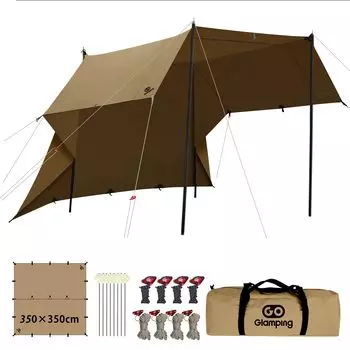GOGlamping Square Tarp TC Square Tarp Polycotton Bonfire Safe Loops и специальная водонепроницаемая лента 500 мм Водонепроницаемый водоотталкивающий светильник