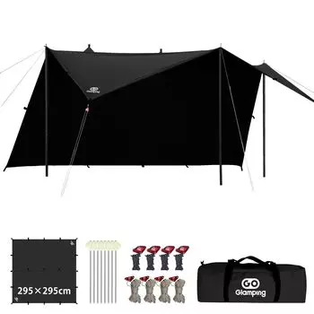 GOGlamping Square Tarp TC Square Tarp Polycotton Bonfire Safe Loops и специальная водонепроницаемая лента 500 мм Водонепроницаемый водоотталкивающий светильник
