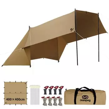 GOGlamping Square Tarp TC Square Tarp Polycotton Bonfire Safe Loops и специальная водонепроницаемая лента 500 мм Водонепроницаемый водоотталкивающий светильник
